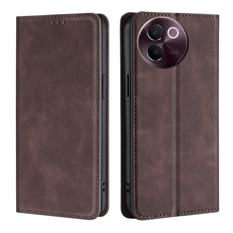 Custodia per telefono in pelle magnetica Skin Feel, For vivo V30e 5G Global, For vivo iQOO Z9x 5G, For vivo iQOO Z9 Turbo, For vivo Y03 4G
