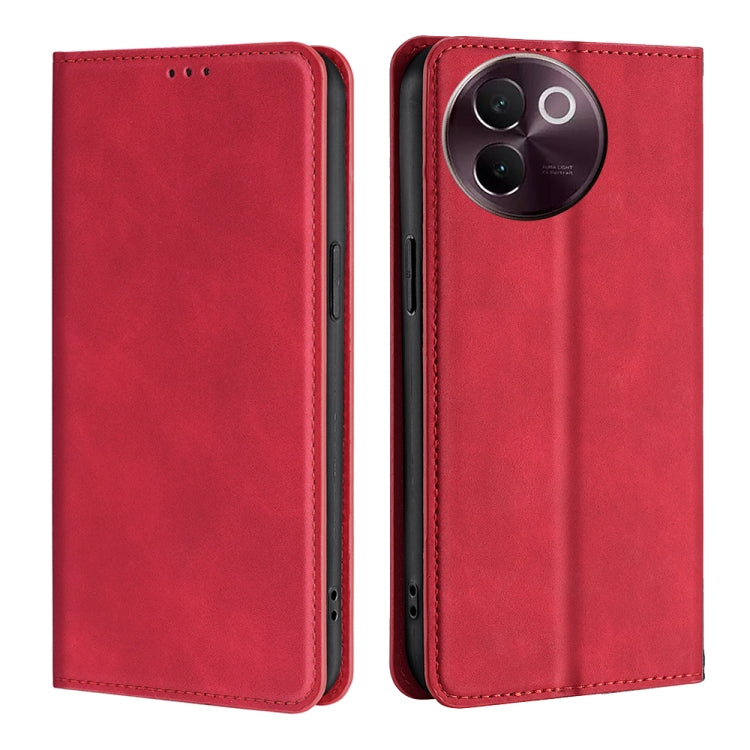 Custodia per telefono in pelle magnetica Skin Feel, For vivo V30e 5G Global, For vivo iQOO Z9x 5G, For vivo iQOO Z9 Turbo, For vivo Y03 4G