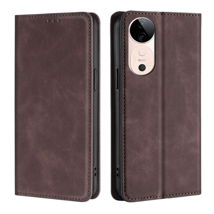 Custodia per telefono in pelle magnetica Skin Feel, For vivo S19, For vivo Y28 4G, For vivo X100s, For vivo Y38 5G / T3x Global