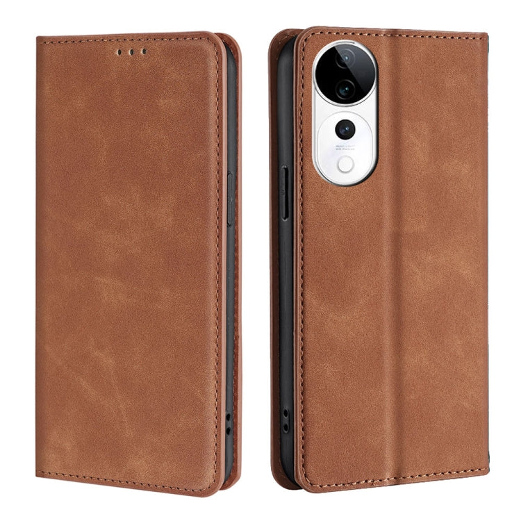 Custodia per telefono in pelle magnetica Skin Feel, For vivo V50 5G, For vivo X200 Pro 5G, For vivo Y300 Pro 5G, For vivo S19 Pro