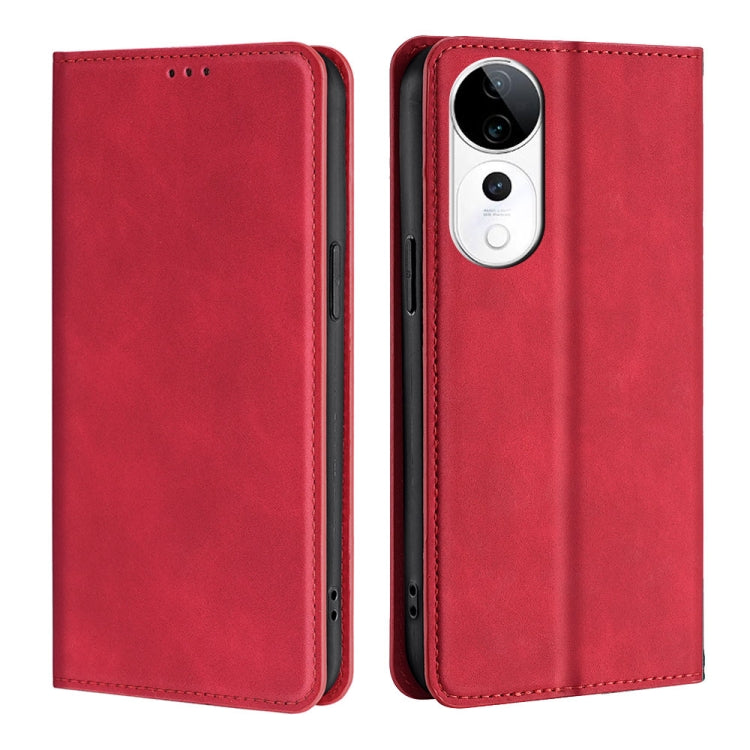 Custodia per telefono in pelle magnetica Skin Feel, For vivo V50 5G, For vivo X200 Pro 5G, For vivo Y300 Pro 5G, For vivo S19 Pro