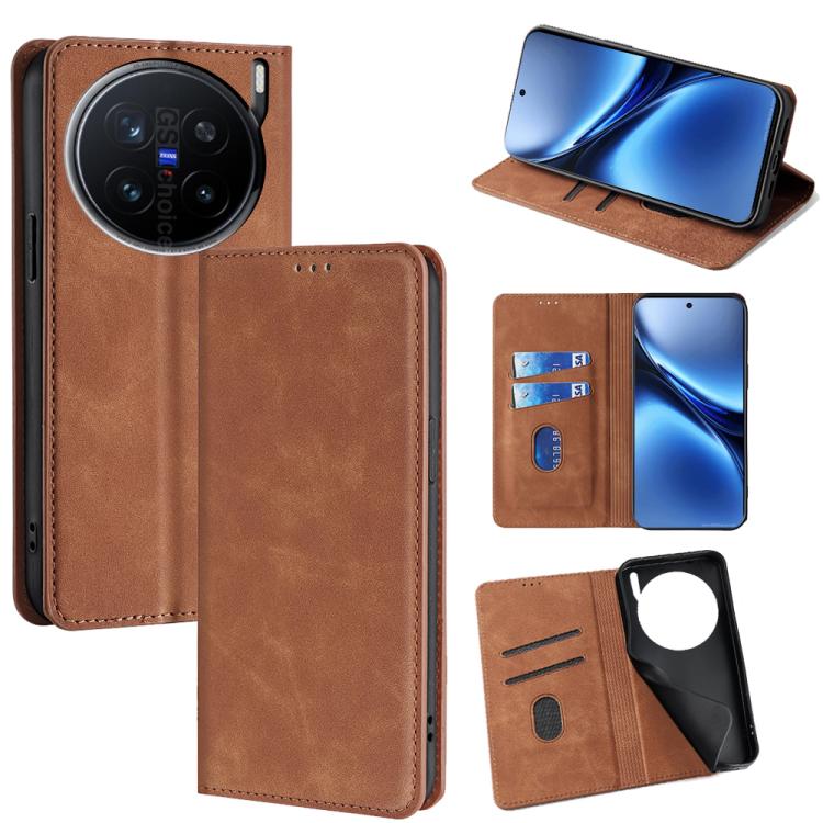 Custodia per telefono in pelle magnetica Skin Feel, For vivo V50 5G, For vivo X200 Pro 5G, For vivo Y300 Pro 5G, For vivo S19 Pro