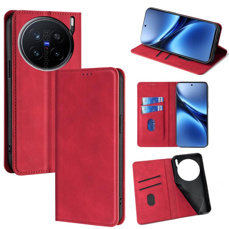 Custodia per telefono in pelle magnetica Skin Feel, For vivo V50 5G, For vivo X200 Pro 5G, For vivo Y300 Pro 5G, For vivo S19 Pro