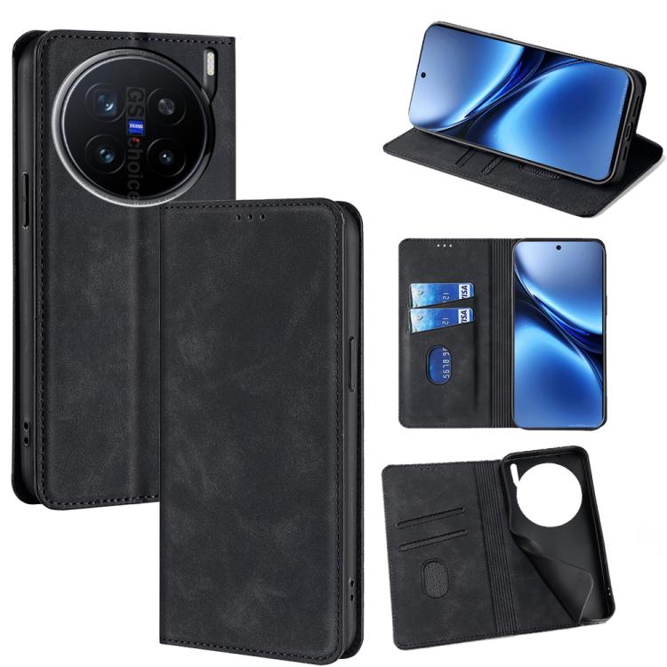 Custodia per telefono in pelle magnetica Skin Feel, For vivo V50 5G, For vivo X200 Pro 5G, For vivo Y300 Pro 5G, For vivo S19 Pro