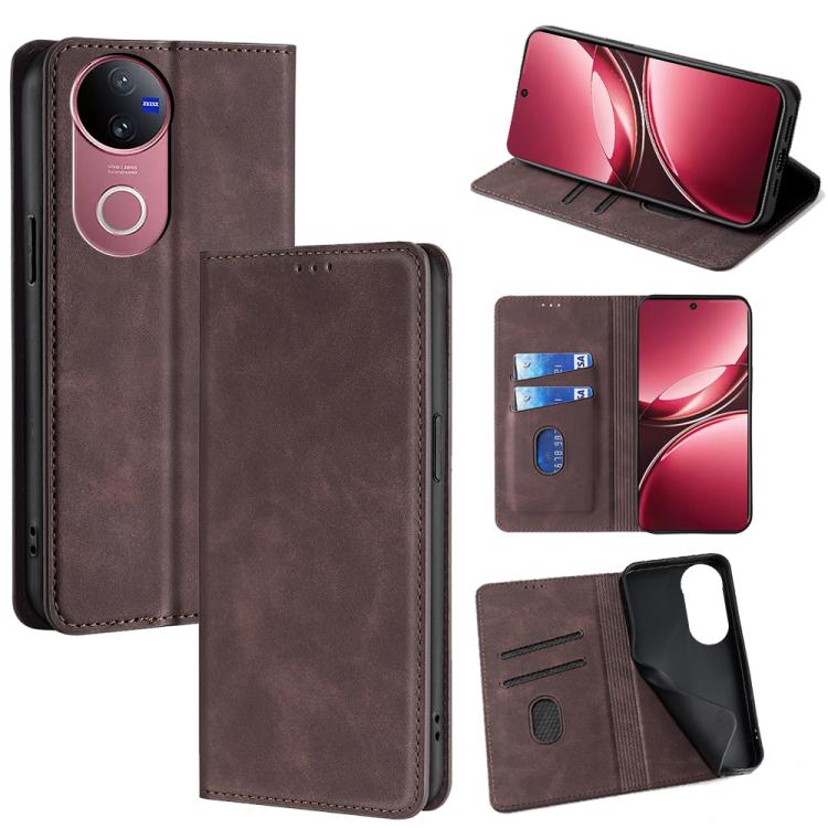Custodia per telefono in pelle magnetica Skin Feel, For vivo V50 5G, For vivo X200 Pro 5G, For vivo Y300 Pro 5G, For vivo S19 Pro
