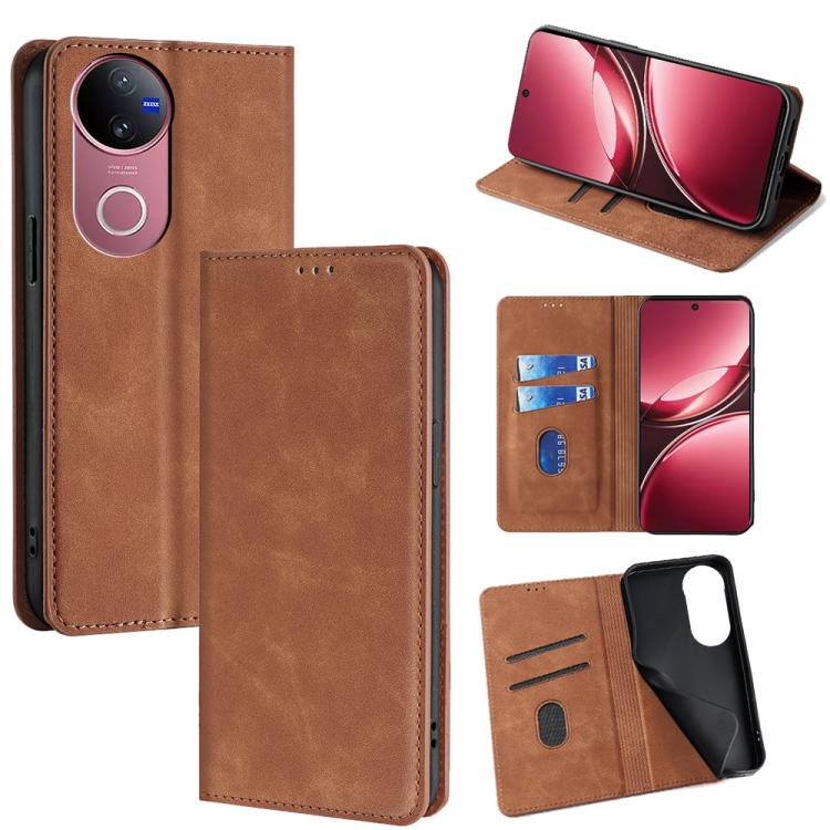Custodia per telefono in pelle magnetica Skin Feel, For vivo V50 5G, For vivo X200 Pro 5G, For vivo Y300 Pro 5G, For vivo S19 Pro
