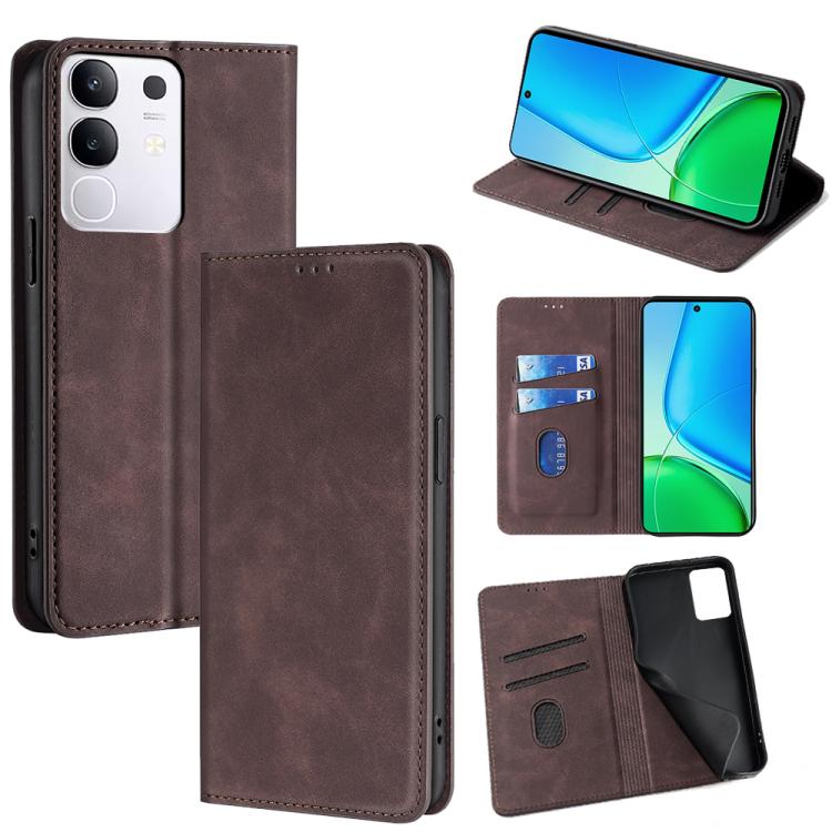 Custodia per telefono in pelle magnetica Skin Feel, For vivo Y39 5G Global, For vivo V50 Lite 5G, For vivo Y29s 5G / Y04 4G, For vivo Y29 4G Global