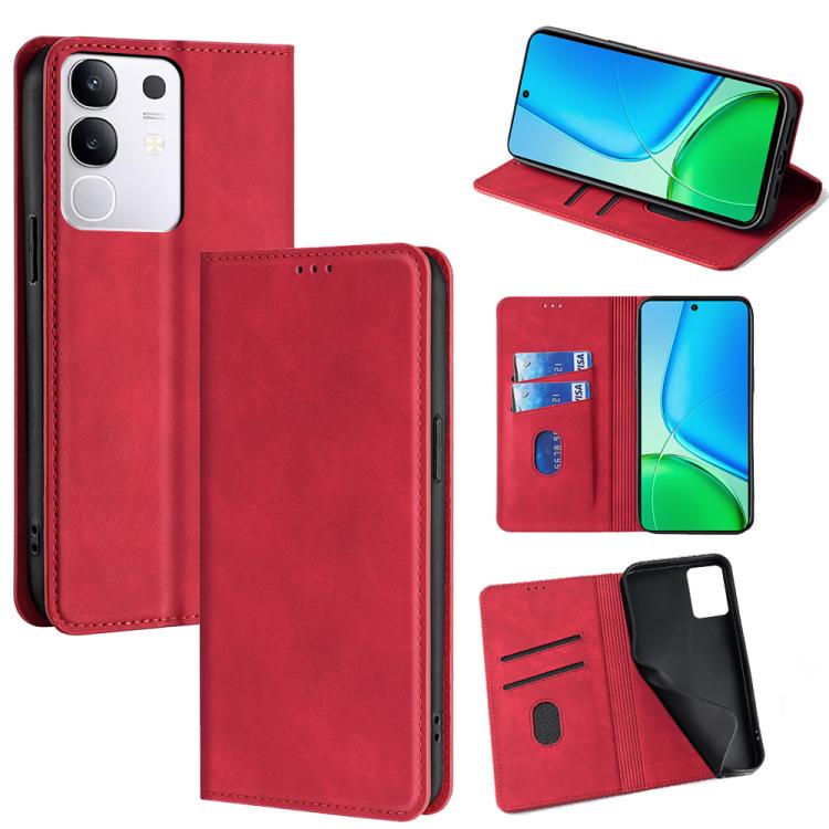 Custodia per telefono in pelle magnetica Skin Feel, For vivo Y39 5G Global, For vivo V50 Lite 5G, For vivo Y29s 5G / Y04 4G, For vivo Y29 4G Global