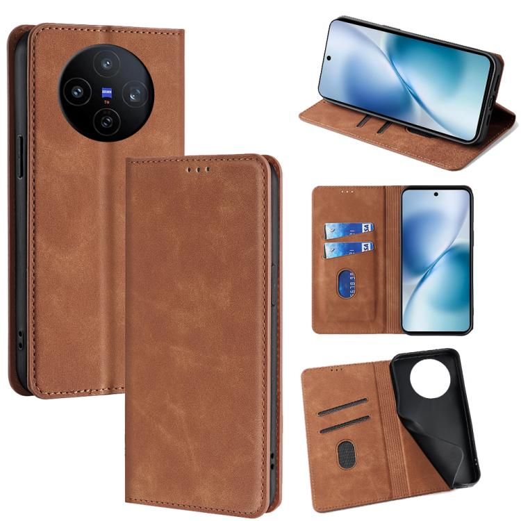 Custodia per telefono in pelle magnetica Skin Feel, For vivo V60 Lite 5G Global, For vivo V60 5G Global, For vivo iQOO Neo 10 5G Global, For vivo X200s 5G