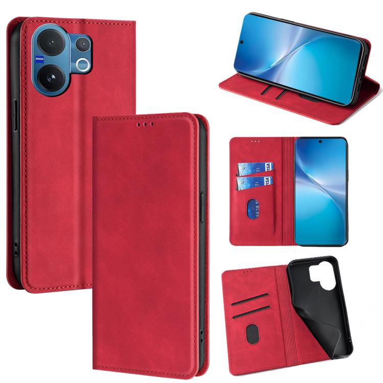 Custodia per telefono in pelle magnetica Skin Feel, For vivo V60 Lite 5G Global, For vivo V60 5G Global, For vivo iQOO Neo 10 5G Global, For vivo X200s 5G