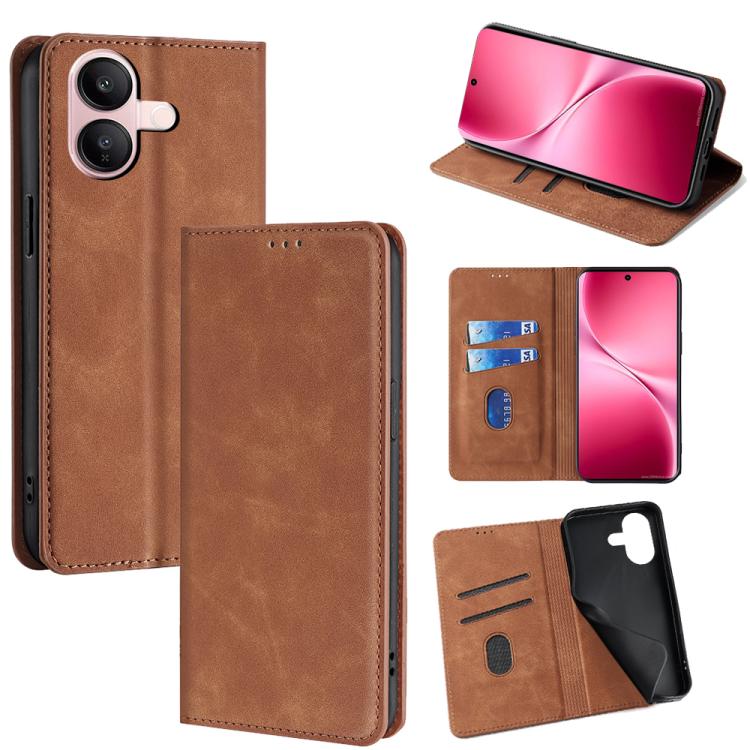 Custodia per telefono in pelle magnetica Skin Feel, For vivo V60 Lite 5G Global, For vivo V60 5G Global, For vivo iQOO Neo 10 5G Global, For vivo X200s 5G