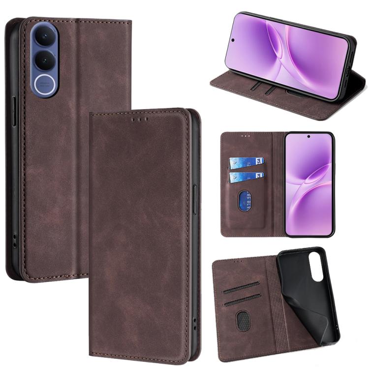 Custodia per telefono in pelle magnetica Skin Feel, For vivo X300s 5G, For vivo V70 FE 5G, For vivo Y05 4G, For vivo Y500i 5G
