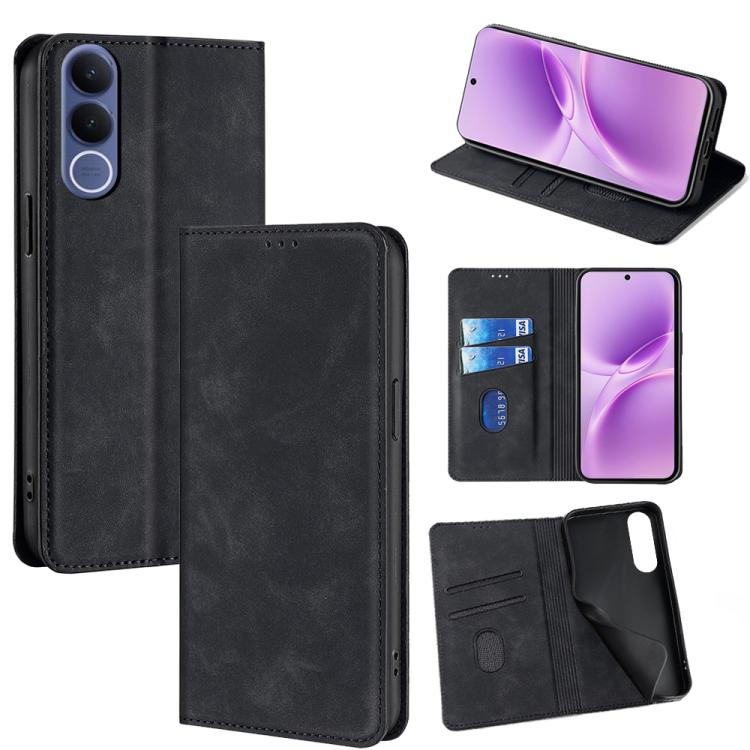 Custodia per telefono in pelle magnetica Skin Feel, For vivo X300s 5G, For vivo V70 FE 5G, For vivo Y05 4G, For vivo Y500i 5G