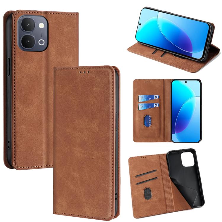 Custodia per telefono in pelle magnetica Skin Feel, For vivo X300s 5G, For vivo V70 FE 5G, For vivo Y05 4G, For vivo Y500i 5G