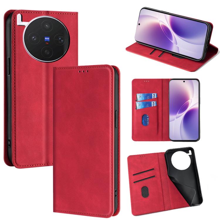 Custodia per telefono in pelle magnetica Skin Feel, For vivo X300s 5G, For vivo V70 FE 5G, For vivo Y05 4G, For vivo Y500i 5G