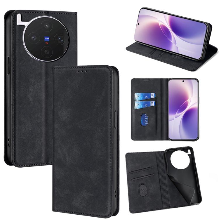 Custodia per telefono in pelle magnetica Skin Feel, For vivo X300s 5G, For vivo V70 FE 5G, For vivo Y05 4G, For vivo Y500i 5G