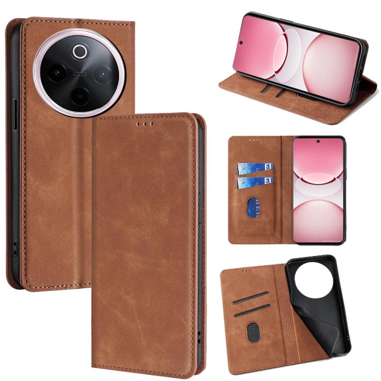 Custodia per telefono in pelle magnetica Skin Feel, For vivo V50 5G, For vivo X200 Pro 5G, For vivo Y300 Pro 5G, For vivo S19 Pro