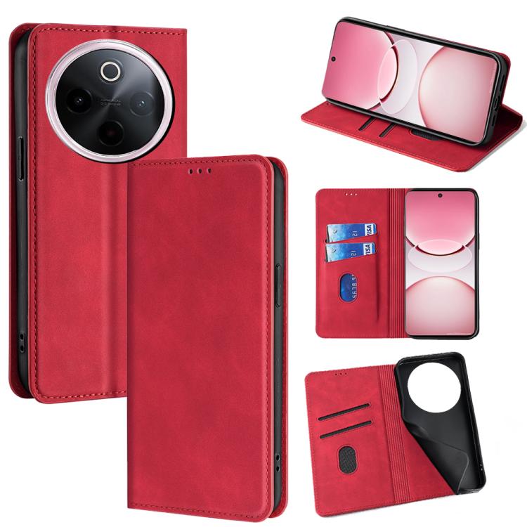 Custodia per telefono in pelle magnetica Skin Feel, For vivo V50 5G, For vivo X200 Pro 5G, For vivo Y300 Pro 5G, For vivo S19 Pro