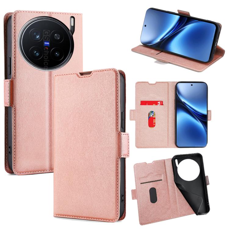 Custodia per telefono in pelle flip orizzontale con fibbia laterale ultrasottile, For vivo V50 5G, For vivo X200 Pro 5G, For vivo Y300 Pro 5G, For vivo S19 Pro, For vivo S19, For vivo Y28 4G