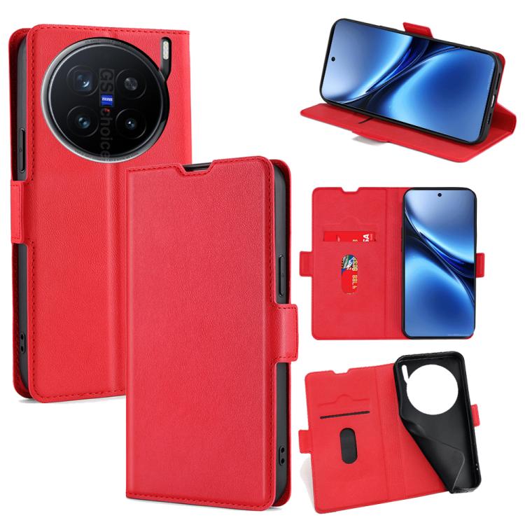 Custodia per telefono in pelle flip orizzontale con fibbia laterale ultrasottile, For vivo V50 5G, For vivo X200 Pro 5G, For vivo Y300 Pro 5G, For vivo S19 Pro, For vivo S19, For vivo Y28 4G