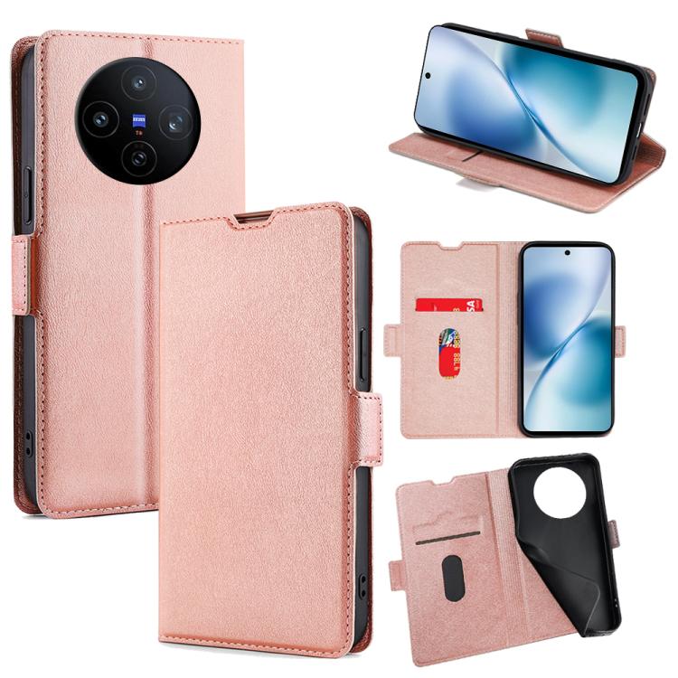 Custodia per telefono in pelle flip orizzontale con fibbia laterale ultrasottile, For vivo iQOO Neo 10 5G Global, For vivo X200s 5G, For vivo Y39 5G Global, For vivo V50 Lite 5G, For vivo Y29s 5G / Y04 4G, For vivo Y29 4G Global