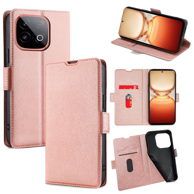Custodia per telefono in pelle flip orizzontale con fibbia laterale ultrasottile, For vivo iQOO Neo 10 5G Global, For vivo X200s 5G, For vivo Y39 5G Global, For vivo V50 Lite 5G, For vivo Y29s 5G / Y04 4G, For vivo Y29 4G Global