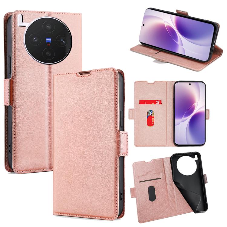 Custodia per telefono in pelle flip orizzontale con fibbia laterale ultrasottile, For vivo X300s 5G, For vivo V70 FE 5G, For vivo Y05 4G, For vivo Y500i 5G, For vivo X300 Ultra 5G, For vivo S50 Pro mini 5G