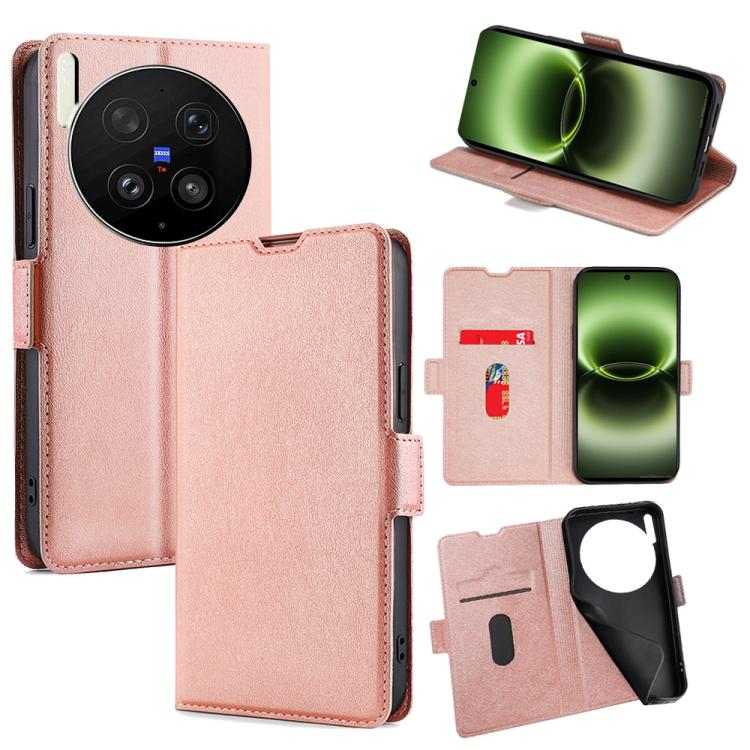 Custodia per telefono in pelle flip orizzontale con fibbia laterale ultrasottile, For vivo X300s 5G, For vivo V70 FE 5G, For vivo Y05 4G, For vivo Y500i 5G, For vivo X300 Ultra 5G, For vivo S50 Pro mini 5G