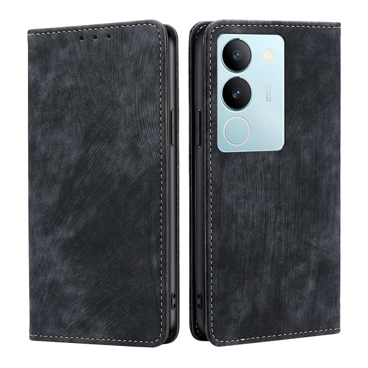 Custodia per telefono in pelle magnetica con spazzola antifurto RFID, For vivo V29e 5G, For vivo Y35+ 5G, For vivo S17 5G / S17 Pro 5G, For vivo iQOO Neo 8 / 8 Pro 5G