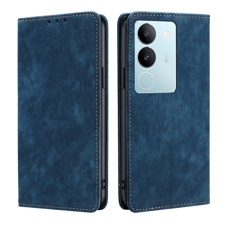 Custodia per telefono in pelle magnetica con spazzola antifurto RFID, For vivo V29e 5G, For vivo Y35+ 5G, For vivo S17 5G / S17 Pro 5G, For vivo iQOO Neo 8 / 8 Pro 5G