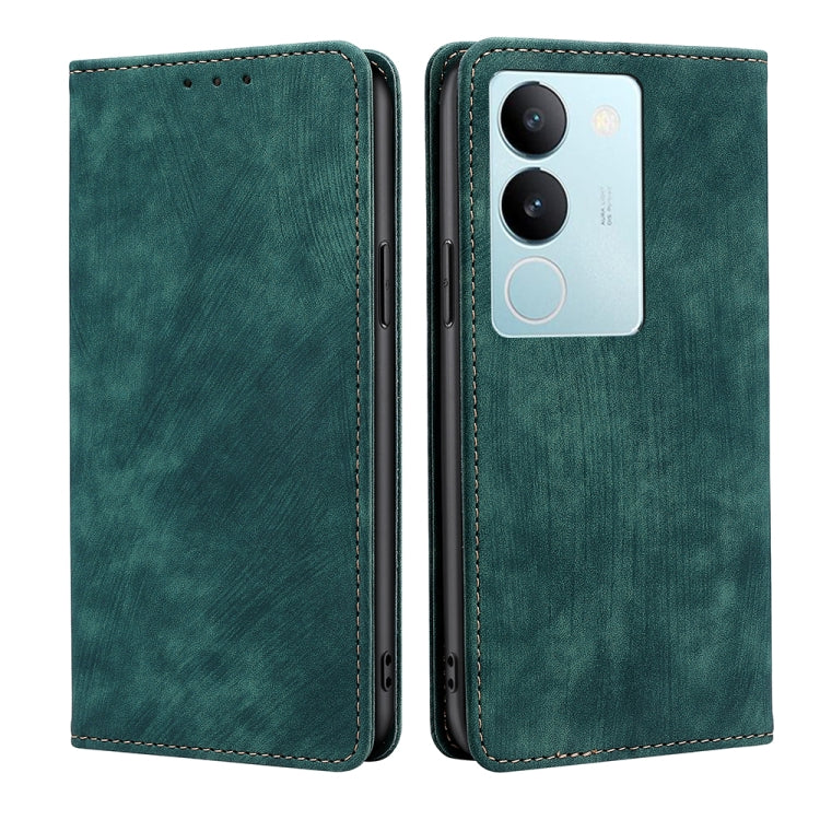 Custodia per telefono in pelle magnetica con spazzola antifurto RFID, For vivo V29e 5G, For vivo Y35+ 5G, For vivo S17 5G / S17 Pro 5G, For vivo iQOO Neo 8 / 8 Pro 5G