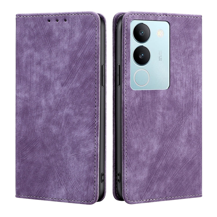 Custodia per telefono in pelle magnetica con spazzola antifurto RFID, For vivo V29e 5G, For vivo Y35+ 5G, For vivo S17 5G / S17 Pro 5G, For vivo iQOO Neo 8 / 8 Pro 5G