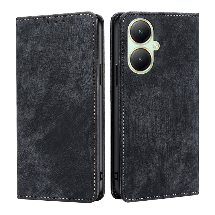 Custodia per telefono in pelle magnetica con spazzola antifurto RFID, For vivo V29e 5G, For vivo Y35+ 5G, For vivo S17 5G / S17 Pro 5G, For vivo iQOO Neo 8 / 8 Pro 5G