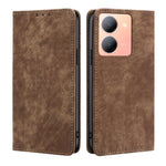 Custodia per telefono in pelle magnetica con spazzola antifurto RFID, For vivo Y78 5G, For vivo Y27 4G