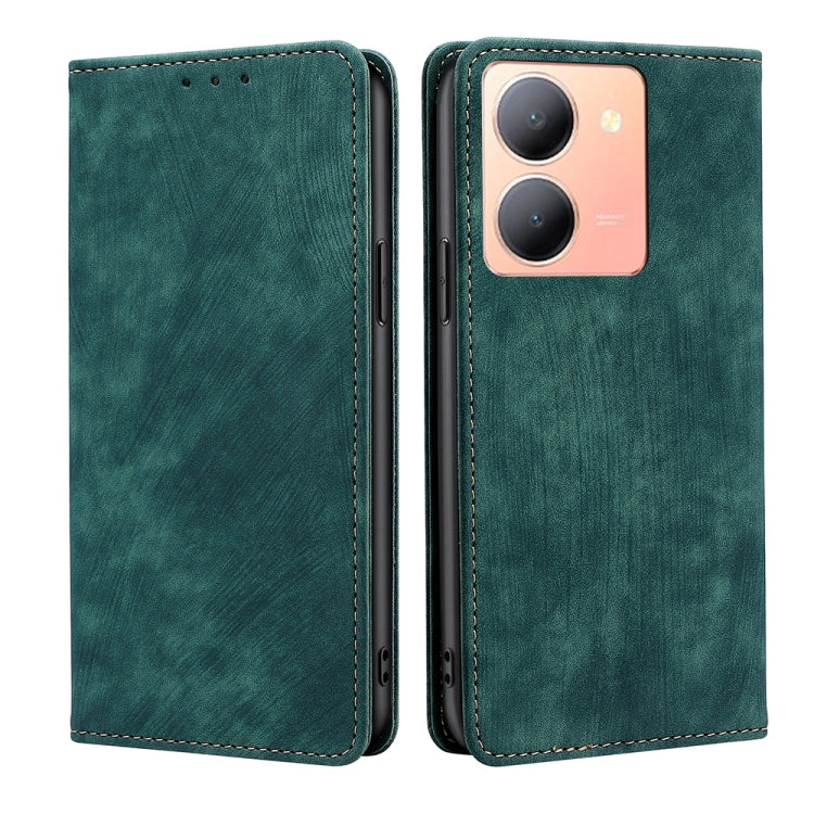 Custodia per telefono in pelle magnetica con spazzola antifurto RFID, For vivo Y78 5G, For vivo Y27 4G