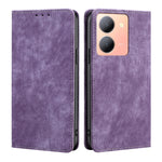 Custodia per telefono in pelle magnetica con spazzola antifurto RFID, For vivo Y78 5G, For vivo Y27 4G