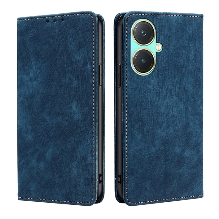 Custodia per telefono in pelle magnetica con spazzola antifurto RFID, For vivo Y78 5G, For vivo Y27 4G