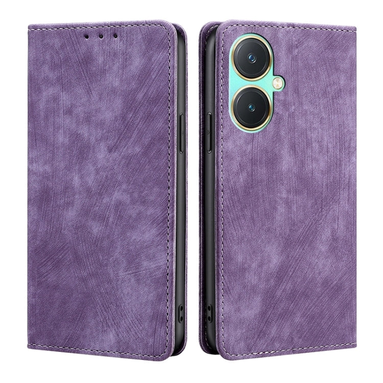 Custodia per telefono in pelle magnetica con spazzola antifurto RFID, For vivo Y78 5G, For vivo Y27 4G