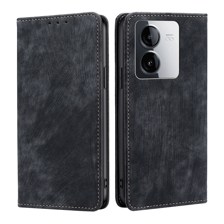 Custodia per telefono in pelle magnetica con spazzola antifurto RFID, For vivo iQOO Z9 Turbo, For vivo Y03 4G, For vivo Y100 5G IDN, For vivo Y78T 5G / iQOO Z8x 5G