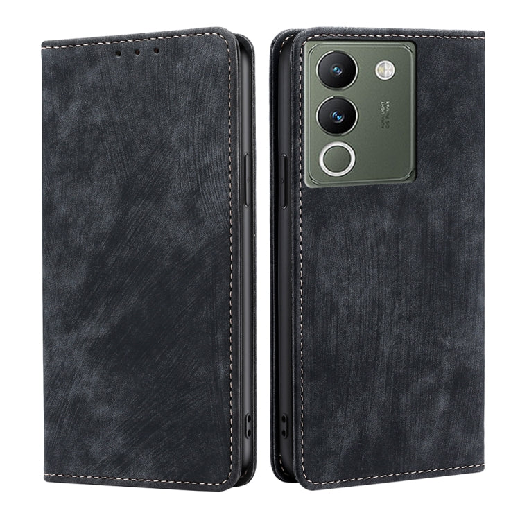 Custodia per telefono in pelle magnetica con spazzola antifurto RFID, For vivo V29e 5G, For vivo Y35+ 5G, For vivo S17 5G / S17 Pro 5G, For vivo iQOO Neo 8 / 8 Pro 5G