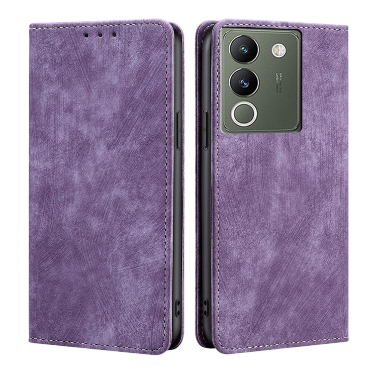 Custodia per telefono in pelle magnetica con spazzola antifurto RFID, For vivo V29e 5G, For vivo Y35+ 5G, For vivo S17 5G / S17 Pro 5G, For vivo iQOO Neo 8 / 8 Pro 5G