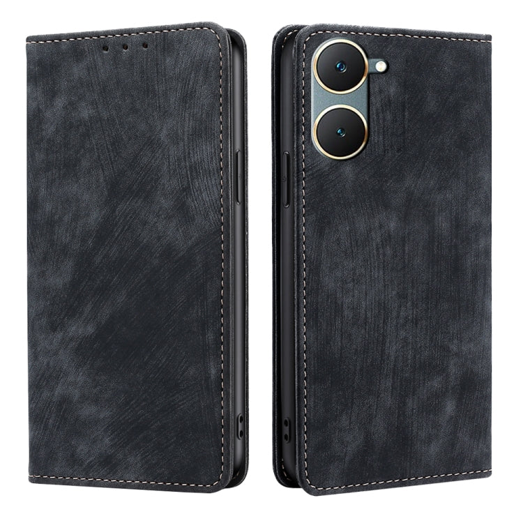 Custodia per telefono in pelle magnetica con spazzola antifurto RFID, For vivo iQOO Z9 Turbo, For vivo Y03 4G, For vivo Y100 5G IDN, For vivo Y78T 5G / iQOO Z8x 5G
