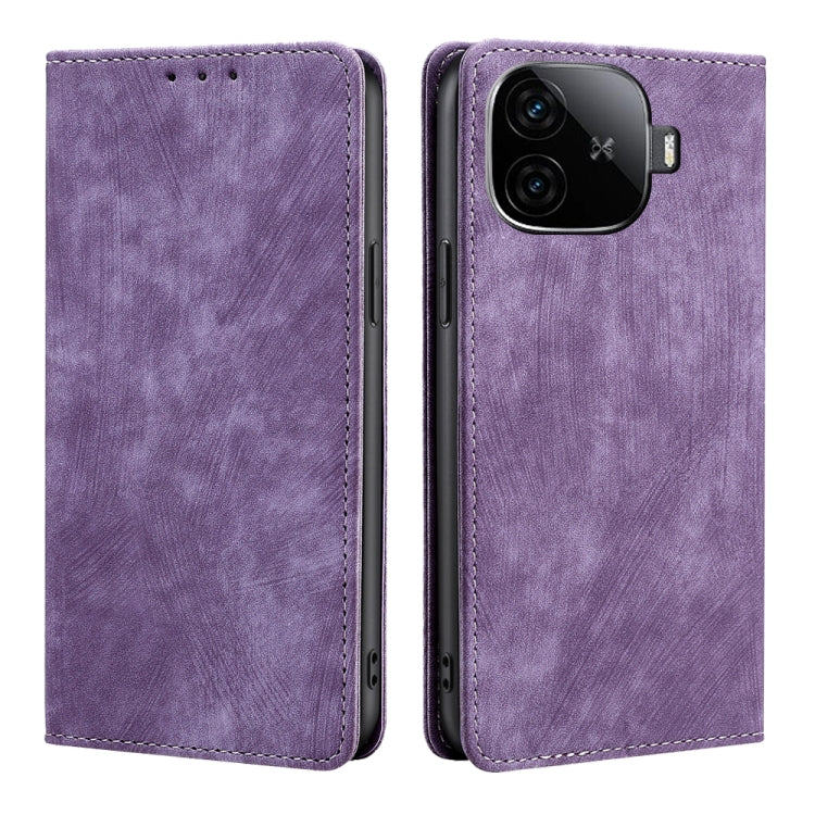Custodia per telefono in pelle magnetica con spazzola antifurto RFID, For vivo iQOO Z9 Turbo, For vivo Y03 4G, For vivo Y100 5G IDN, For vivo Y78T 5G / iQOO Z8x 5G