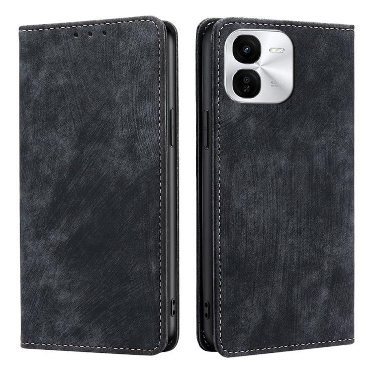 Custodia per telefono in pelle magnetica con spazzola antifurto RFID, For vivo X100s, For vivo Y38 5G / T3x Global, For vivo V30e 5G Global, For vivo iQOO Z9x 5G