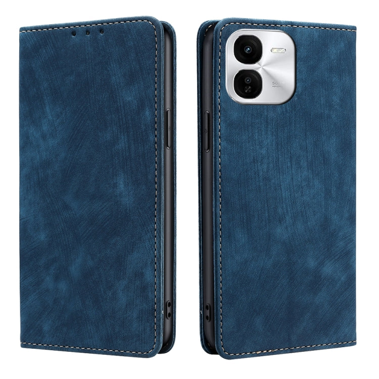 Custodia per telefono in pelle magnetica con spazzola antifurto RFID, For vivo X100s, For vivo Y38 5G / T3x Global, For vivo V30e 5G Global, For vivo iQOO Z9x 5G