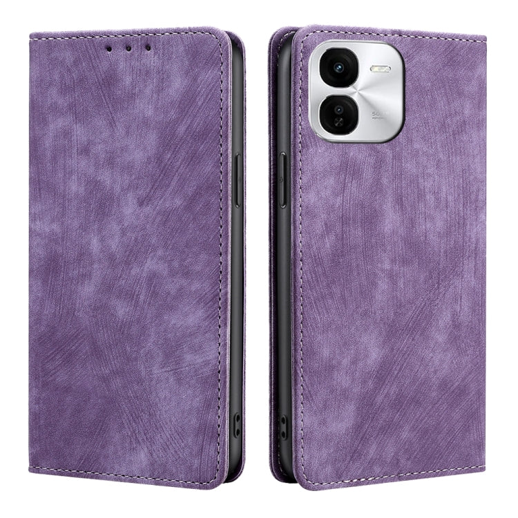 Custodia per telefono in pelle magnetica con spazzola antifurto RFID, For vivo X100s, For vivo Y38 5G / T3x Global, For vivo V30e 5G Global, For vivo iQOO Z9x 5G