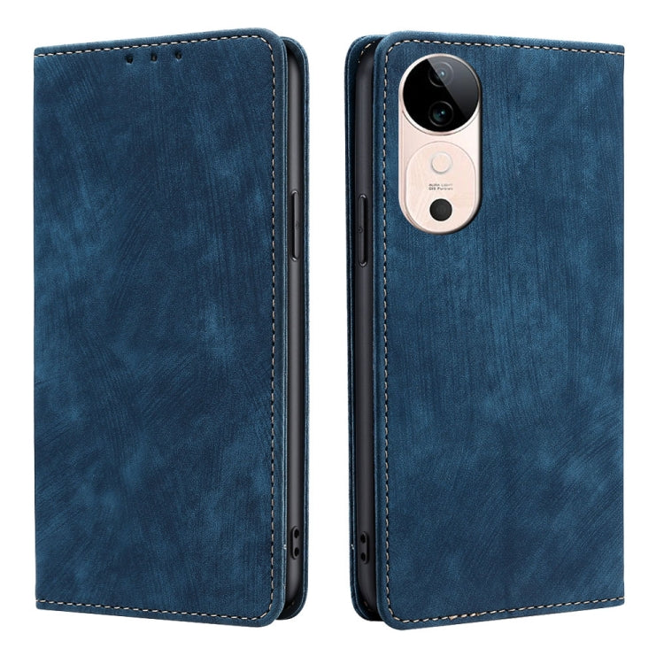 Custodia per telefono in pelle magnetica con spazzola antifurto RFID, For vivo Y300 Pro 5G, For vivo S19 Pro, For vivo S19, For vivo Y28 4G