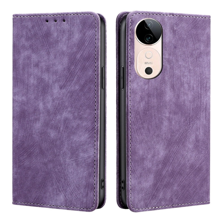 Custodia per telefono in pelle magnetica con spazzola antifurto RFID, For vivo Y300 Pro 5G, For vivo S19 Pro, For vivo S19, For vivo Y28 4G