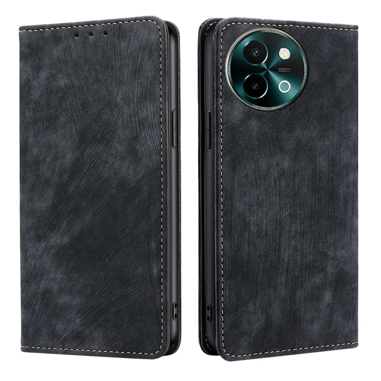Custodia per telefono in pelle magnetica con spazzola antifurto RFID, For vivo X100s, For vivo Y38 5G / T3x Global, For vivo V30e 5G Global, For vivo iQOO Z9x 5G