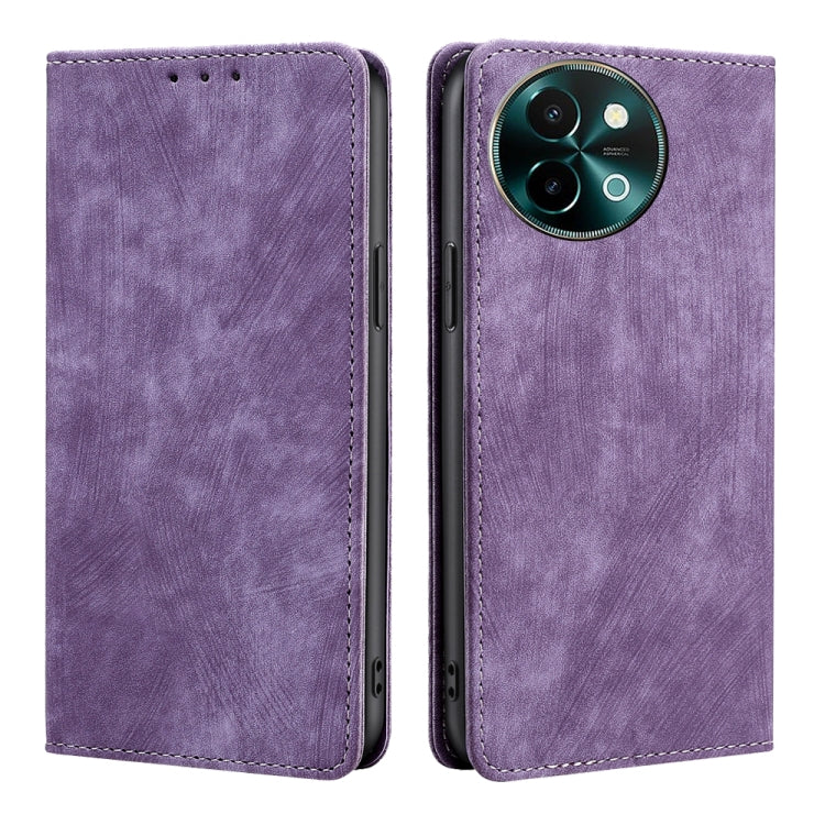 Custodia per telefono in pelle magnetica con spazzola antifurto RFID, For vivo X100s, For vivo Y38 5G / T3x Global, For vivo V30e 5G Global, For vivo iQOO Z9x 5G